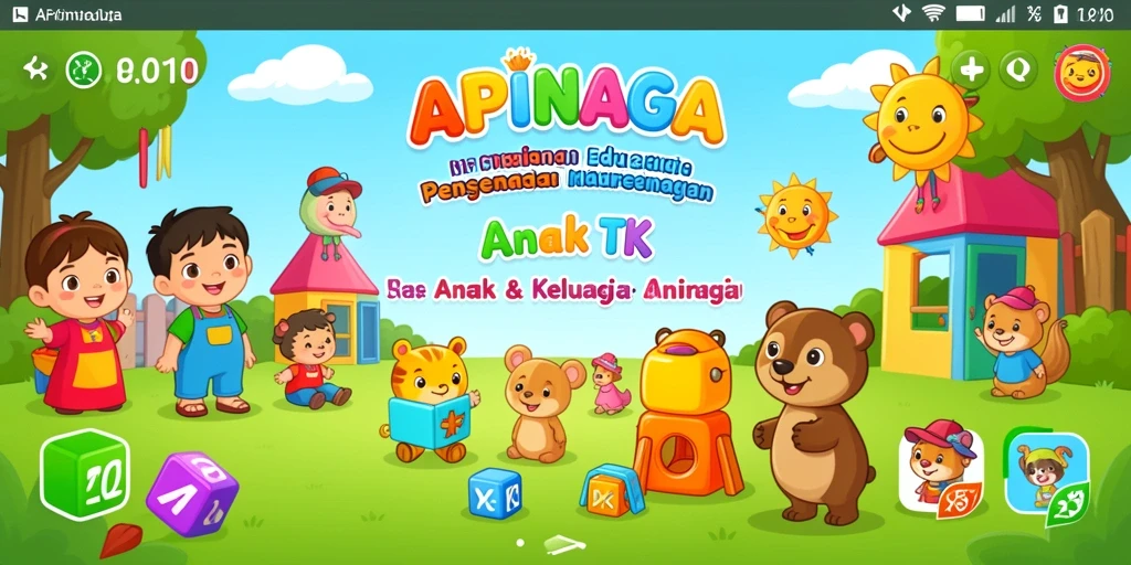 Tampilan antarmuka APINAGA yang menarik dan interaktif untuk anak-anak.
