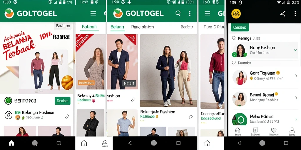 Tampilan antarmuka GOLTOGEL yang menarik dan fungsional untuk belanja fashion.