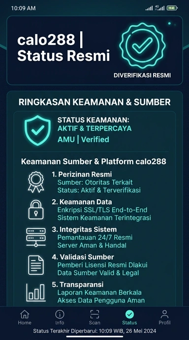 Tampilan kanal resmi calo288